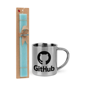 GitHub, Πασχαλινό Σετ, μεταλλική κούπα θερμό (300ml) & πασχαλινή λαμπάδα αρωματική πλακέ (30cm) (ΤΙΡΚΟΥΑΖ)