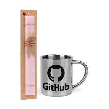 GitHub, Πασχαλινό Σετ, μεταλλική κούπα θερμό (300ml) & πασχαλινή λαμπάδα αρωματική πλακέ (30cm) (ΡΟΖ)