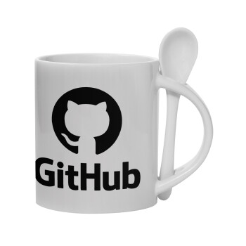 GitHub, Ceramic coffee mug with Spoon, 330ml (1pcs)