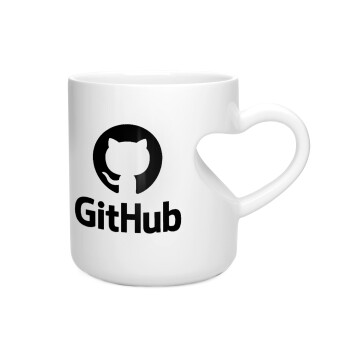 GitHub, Κούπα καρδιά λευκή, κεραμική, 330ml