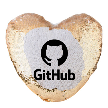 GitHub, Μαξιλάρι καναπέ καρδιά Μαγικό Χρυσό με πούλιες 40x40cm περιέχεται το  γέμισμα