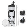 Travel Tumbler 2 Lids, with metal straw & cleaning brush (Stainless steel 304 Food grade, BPA free, 600ml)