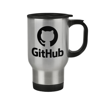 GitHub, Stainless steel travel mug with lid, double wall 450ml
