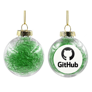 GitHub, Χριστουγεννιάτικη μπάλα δένδρου διάφανη με πράσινο γέμισμα 8cm