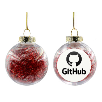 GitHub, Χριστουγεννιάτικη μπάλα δένδρου διάφανη με κόκκινο γέμισμα 8cm