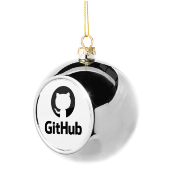 GitHub, Στολίδι Χριστουγεννιάτικη μπάλα δένδρου Ασημένια 8cm