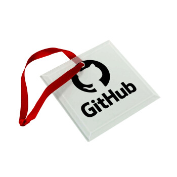 GitHub, Στολίδι Χριστουγεννιάτικο στολίδι γυάλινο τετράγωνο 9x9cm