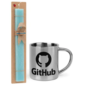 GitHub, Πασχαλινή Λαμπάδα με μεταλλική κούπα θερμό (300ml) & κερί αρωματικό πλακέ (30cm) (ΤΙΡΚΟΥΑΖ)