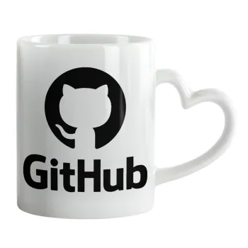 GitHub, Κούπα καρδιά χερούλι λευκή, κεραμική, 330ml