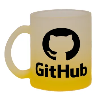 GitHub, Κούπα γυάλινη δίχρωμη με βάση το κίτρινο ματ, 330ml