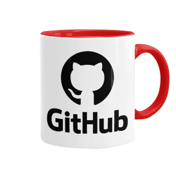 GitHub, Κούπα χρωματιστή κόκκινη, κεραμική, 330ml