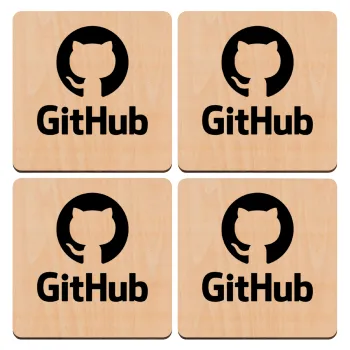 GitHub, ΣΕΤ x4 Σουβέρ ξύλινα τετράγωνα plywood (9cm)