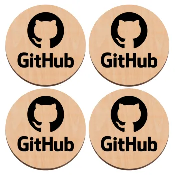 GitHub, ΣΕΤ x4 Σουβέρ ξύλινα στρογγυλά plywood (9cm)