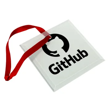 GitHub, Christmas ornament, glass square ornament 9x9cm