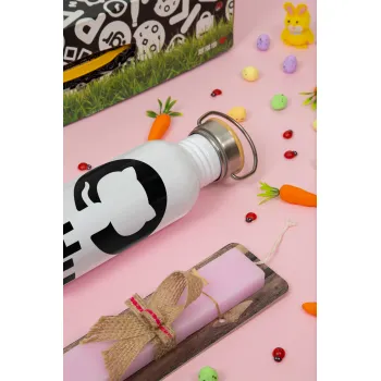 GitHub, Easter Set, SS Metallic water bottle (620ml, stainless steel) & scented flat Easter candle (30cm) (PINK)