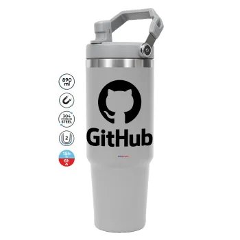 GitHub, GREY color, 890ml (30oz) stainless Steel Tumbler with Handle