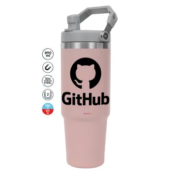 GitHub, Pink color, 890ml (30oz) stainless Steel Tumbler with Handle