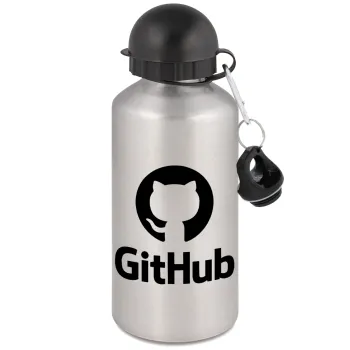 GitHub, Μεταλλικό παγούρι νερού, Ασημένιο, αλουμινίου 500ml