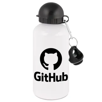 GitHub, Metal water bottle, White, aluminum 500ml