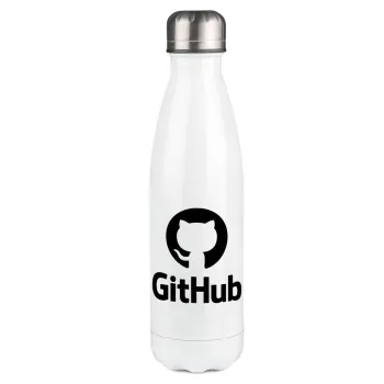 GitHub, Metal mug thermos White (Stainless steel), double wall, 500ml