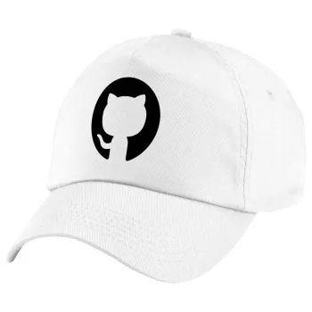 GitHub, Πεντάφυλλο καπέλο Λευκό, 100% Βαμβακερό (Twill), με ρύθμιση, unisex