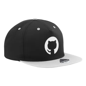 GitHub, Καπέλο Ενηλίκων Flat Snapback Μαύρο/Γκρι, (100% ΒΑΜΒΑΚΕΡΟ TWILL, ΕΝΗΛΙΚΩΝ, UNISEX, ONE SIZE)