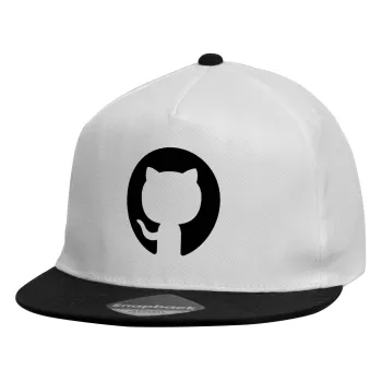 GitHub, Child's Flat Snapback Hat, White (100% COTTON, CHILDREN'S, UNISEX, ONE SIZE)