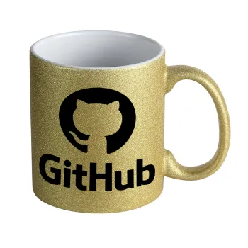 GitHub, Κούπα Χρυσή Glitter που γυαλίζει, κεραμική, 330ml