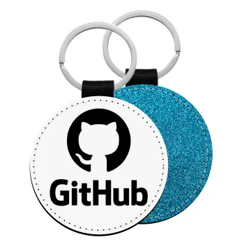 GitHub, Μπρελόκ Δερματίνη, στρογγυλό ΜΠΛΕ (5cm)