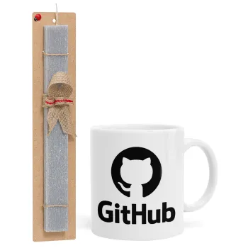 GitHub, Πασχαλινή Λαμπάδα με Κούπα κεραμική (330ml) & κερί αρωματικό πλακέ (30cm) (ΓΚΡΙ)