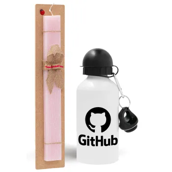 GitHub, Easter Set, metallic aluminum bottle (500ml) & aromatic flat Easter candle (30cm) (PINK)