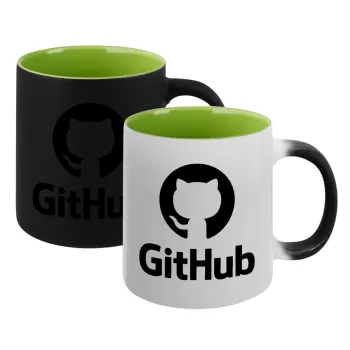 GitHub, Κούπα Μαγική εσωτερικό πράσινο, κεραμική 330ml που αλλάζει χρώμα με το ζεστό ρόφημα