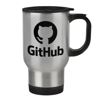 GitHub, Κούπα ταξιδιού ανοξείδωτη με καπάκι, διπλού τοιχώματος (θερμό) 450ml