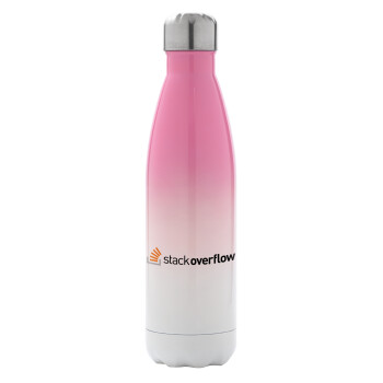 StackOverflow, Metal mug thermos Pink/White (Stainless steel), double wall, 500ml