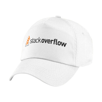 StackOverflow, Καπέλο παιδικό Baseball, 100% Βαμβακερό Twill, Λευκό (ΒΑΜΒΑΚΕΡΟ, ΠΑΙΔΙΚΟ, UNISEX, ONE SIZE)