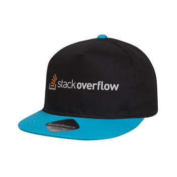 StackOverflow, Καπέλο παιδικό Flat Snapback, Μαύρο/Μπλε (100% ΒΑΜΒΑΚΕΡΟ, ΠΑΙΔΙΚΟ, UNISEX, ONE SIZE)