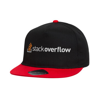 StackOverflow, Καπέλο παιδικό Flat Snapback, Μαύρο/Κόκκινο (100% ΒΑΜΒΑΚΕΡΟ, ΠΑΙΔΙΚΟ, UNISEX, ONE SIZE)