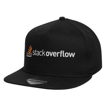 StackOverflow, Καπέλο παιδικό Flat Snapback, Μαύρο (100% ΒΑΜΒΑΚΕΡΟ, ΠΑΙΔΙΚΟ, UNISEX, ONE SIZE)