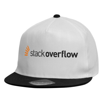StackOverflow, Καπέλο παιδικό Flat Snapback, Λευκό (100% ΒΑΜΒΑΚΕΡΟ, ΠΑΙΔΙΚΟ, UNISEX, ONE SIZE)