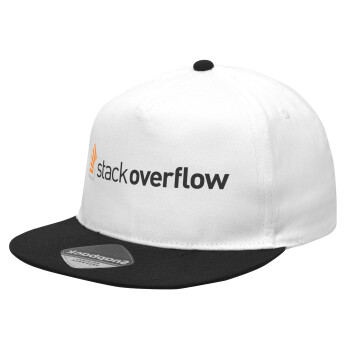 StackOverflow, Καπέλο Ενηλίκων Flat Snapback Λευκό/Μαύρο, (POLYESTER, ΕΝΗΛΙΚΩΝ, UNISEX, ONE SIZE)