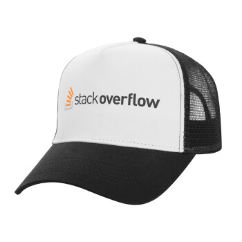 StackOverflow, Καπέλο Ενηλίκων Structured Trucker, με Δίχτυ, ΛΕΥΚΟ/ΜΑΥΡΟ (100% ΒΑΜΒΑΚΕΡΟ, ΕΝΗΛΙΚΩΝ, UNISEX, ONE SIZE)
