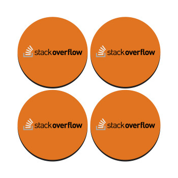 StackOverflow, SET of 4 round wooden coasters (9cm)