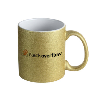 StackOverflow, Κούπα Χρυσή Glitter που γυαλίζει, κεραμική, 330ml