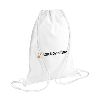 StackOverflow, Τσάντα πλάτης πουγκί GYMBAG λευκή (28x40cm)