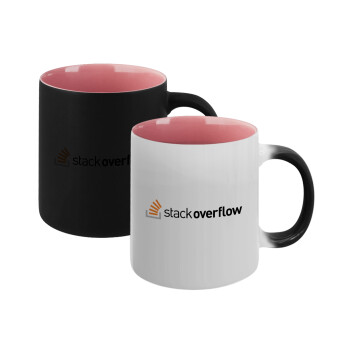 StackOverflow, Κούπα Μαγική εσωτερικό ΡΟΖ, κεραμική 330ml που αλλάζει χρώμα με το ζεστό ρόφημα (1 τεμάχιο)
