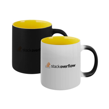 StackOverflow, Κούπα Μαγική εσωτερικό κίτρινη, κεραμική 330ml που αλλάζει χρώμα με το ζεστό ρόφημα (1 τεμάχιο)