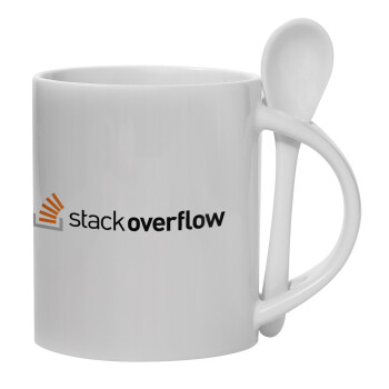 StackOverflow, Ceramic coffee mug with Spoon, 330ml (1pcs)