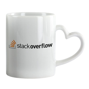 StackOverflow, Κούπα καρδιά χερούλι λευκή, κεραμική, 330ml