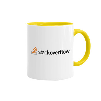 StackOverflow, Κούπα χρωματιστή κίτρινη, κεραμική, 330ml