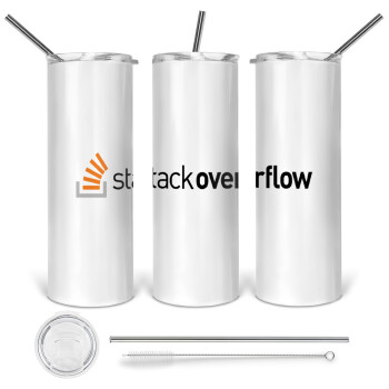 StackOverflow, 360 Eco friendly ποτήρι θερμό (tumbler) από ανοξείδωτο ατσάλι 600ml, με μεταλλικό καλαμάκι & βούρτσα καθαρισμού